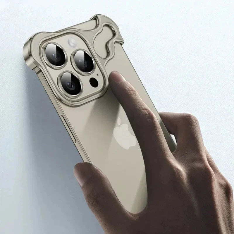 Randloos Aluminium iPhone Hoesje Minimalistisch Design Anti-Kras Bescherming 7 Kleuren 12 13 14 15 16 17 Pro Max