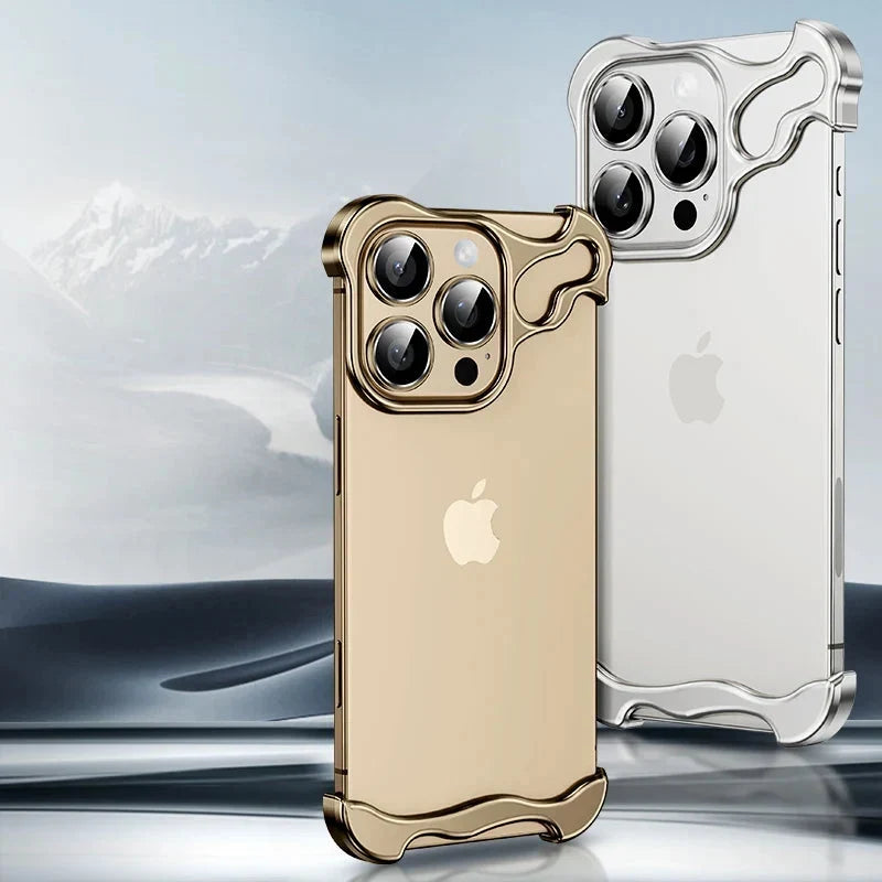 Randloos Aluminium iPhone Hoesje Minimalistisch Design Anti-Kras Bescherming 7 Kleuren 12 13 14 15 16 17 Pro Max