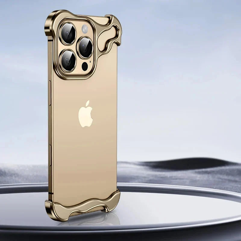 Randloos Aluminium iPhone Hoesje Minimalistisch Design Anti-Kras Bescherming 7 Kleuren 12 13 14 15 16 17 Pro Max