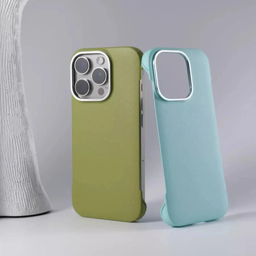 Minimalistische PU Leren Telefoonhoes met Stiksels voor iPhone 13 14 15 16 Pro Max Draadloos Laden Bescherming