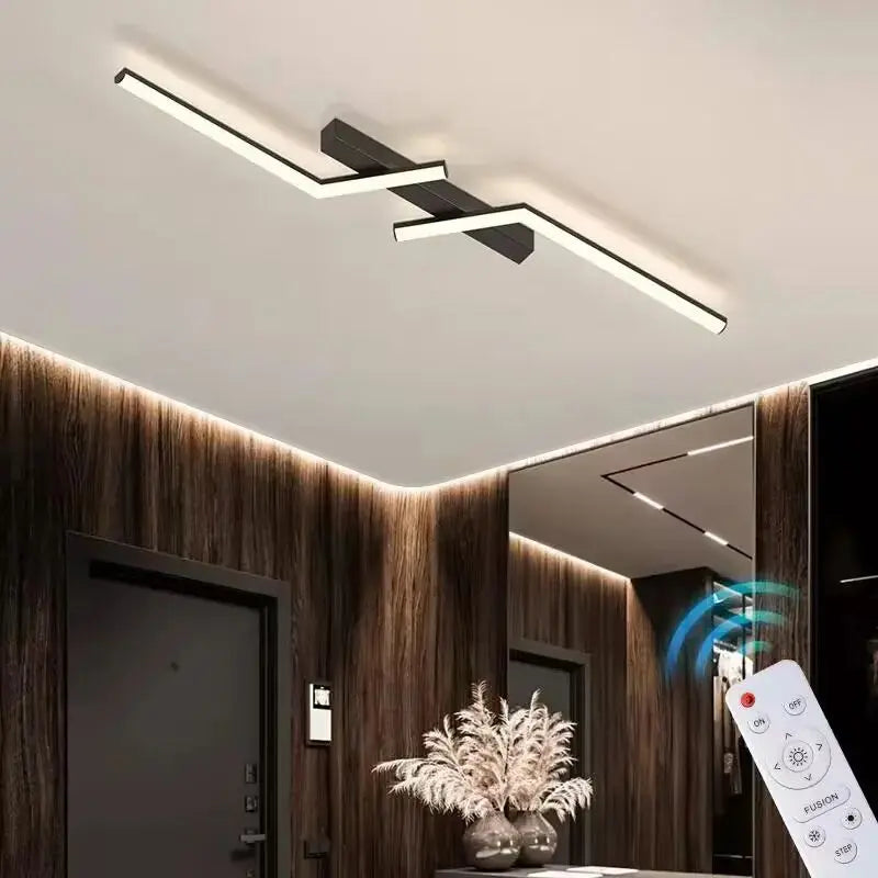 Plafondlamp LED Dimbaar Rechthoekig Goud Zwart 60-120cm Modern Plafondverlichting Woonkamer Slaapkamer
