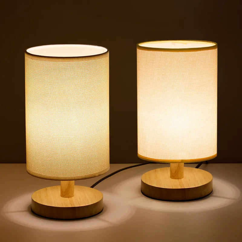 Organische Tafellamp Hout & Linnen - Dimbaar met Afstandsbediening & Touch | 3 Lichtkleuren