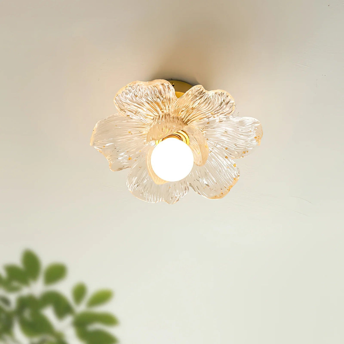 Plafondlamp met Bloesemontwerp in Hars en Messing - Elegante Verlichting voor Slaapkamer en Gang
