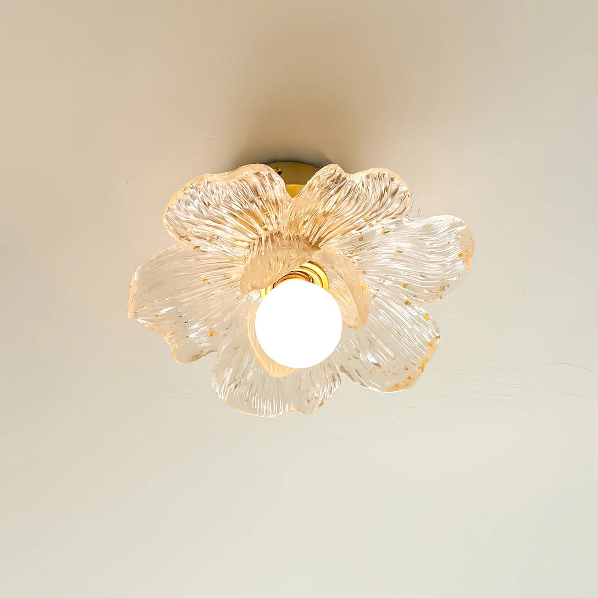 Plafondlamp met Bloesemontwerp in Hars en Messing - Elegante Verlichting voor Slaapkamer en Gang
