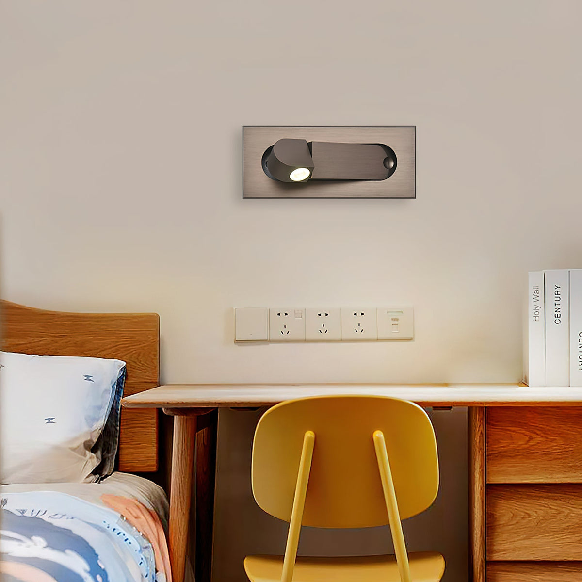 LED wandlamp met verborgen schakelaar - druk in, druk uit - verstelbare kop voor leeslicht naast bed