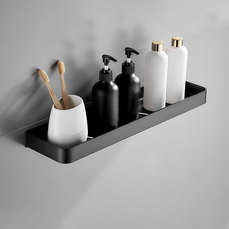 Aluminium Wandrek Mat Zwart 30-60cm met Bevestigingsopties - Multifunctionele Opbergruimte voor Badkamer en Douchezone