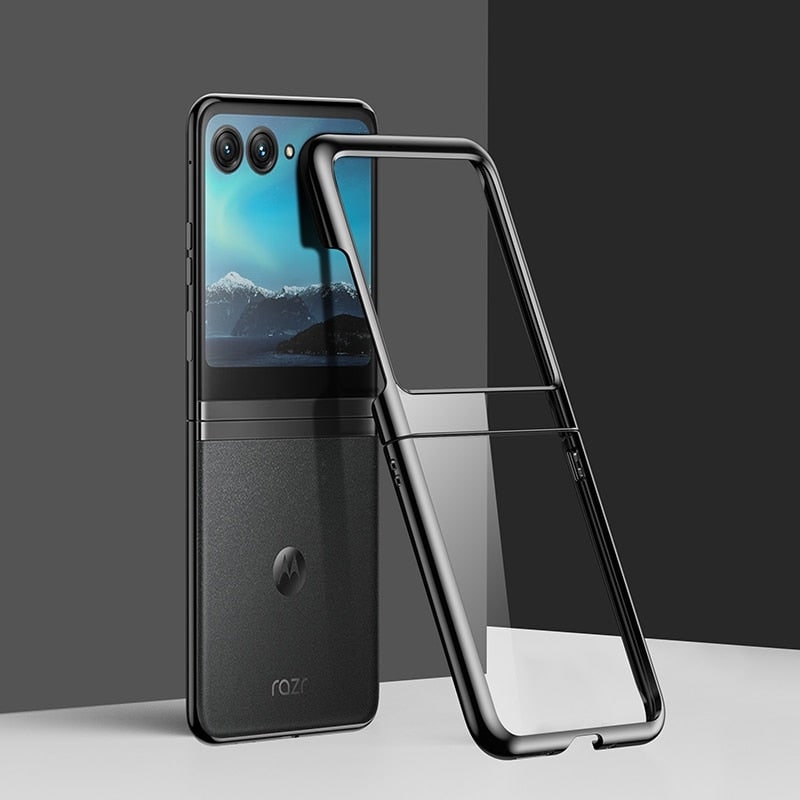 Opvouwbare Smartphone Hoesje Transparant TPU Metalen Randen Scharnierbescherming Krasbestendig Beschermhoes