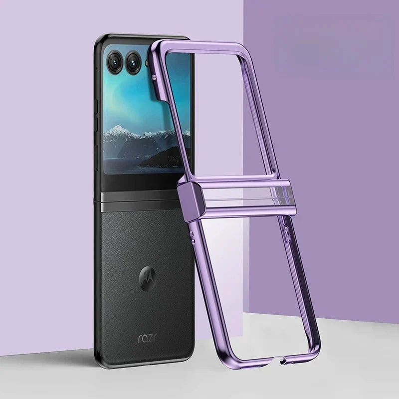 Opvouwbare Smartphone Hoesje Transparant TPU Metalen Randen Scharnierbescherming Krasbestendig Beschermhoes