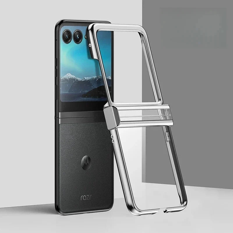 Opvouwbare Smartphone Hoesje Transparant TPU Metalen Randen Scharnierbescherming Krasbestendig Beschermhoes