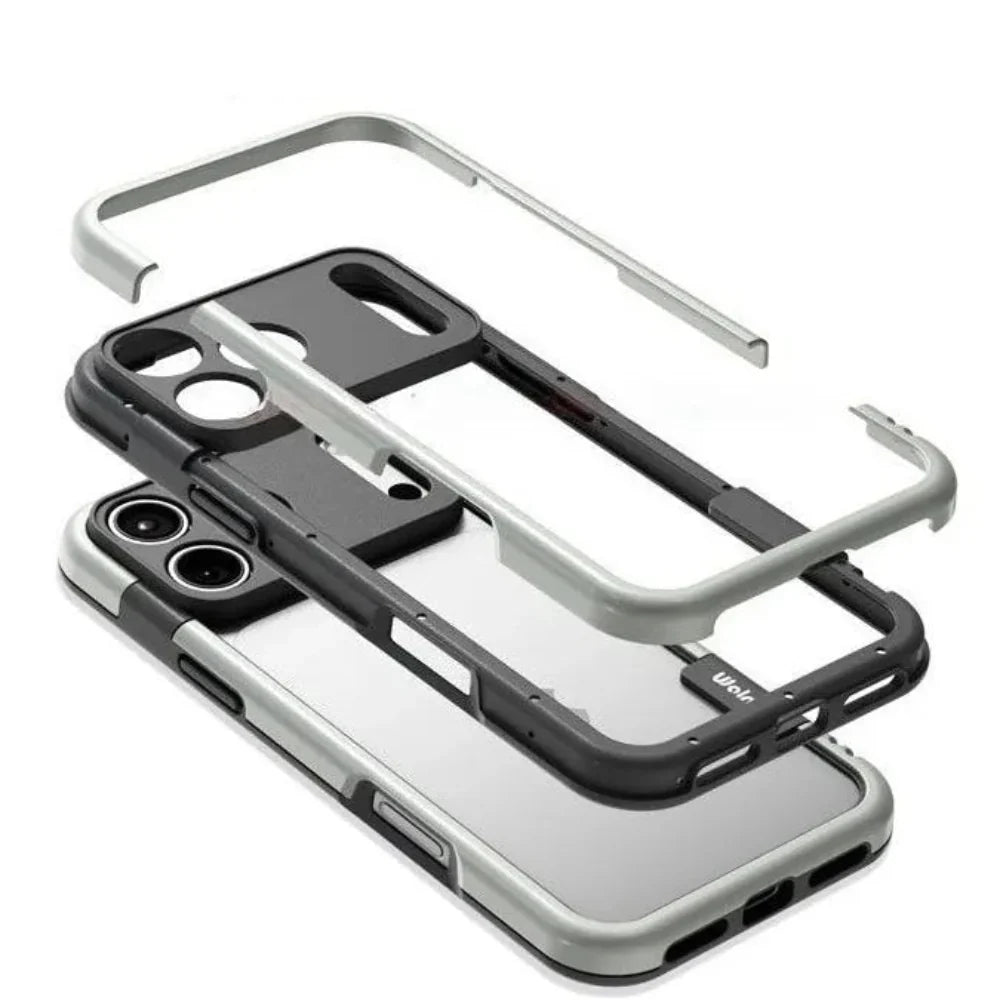 Tweekleurige Siliconen iPhone Bumper Case met Camerarand Bescherming Shockproof Hoesje voor iPhone 13-17