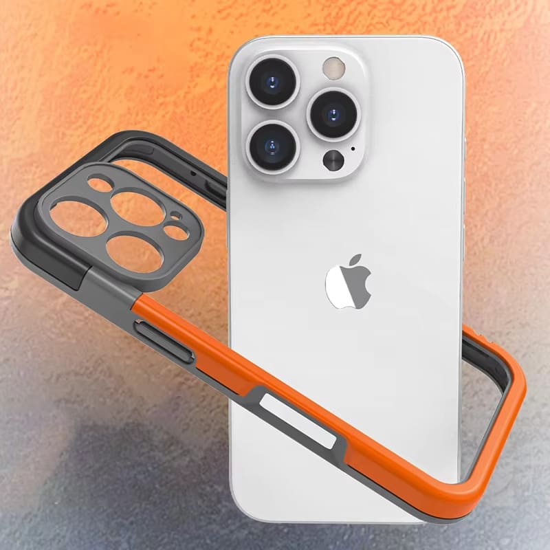 Tweekleurige Siliconen iPhone Bumper Case met Camerarand Bescherming Shockproof Hoesje voor iPhone 13-17
