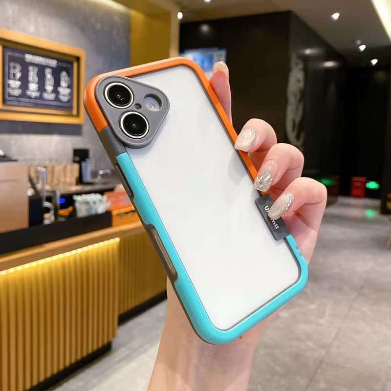 Tweekleurige Siliconen iPhone Bumper Case met Camerarand Bescherming Shockproof Hoesje voor iPhone 13-17