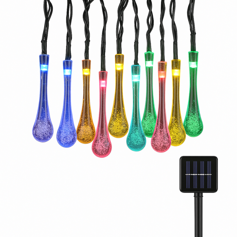 Solar LED Lichtsnoer 30 Lampjes Waterdicht Tuinverlichting 8 Standen Druppelvorm Terras Balkon Decoratie