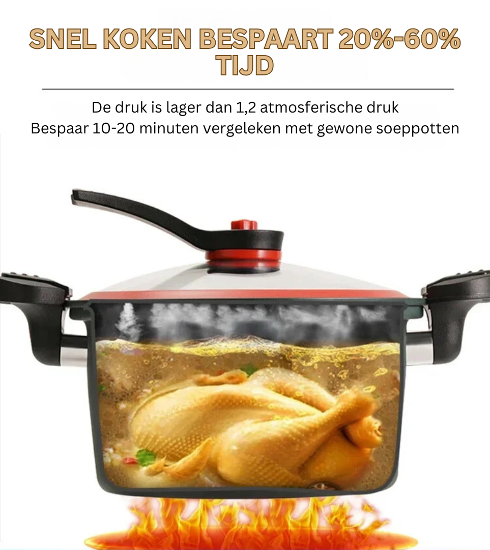Snelkookpan met Anti-aanbaklaag - Gezond & Snel Koken - Snelkookfunctie & Langzaam Koken - Voedingsstoffen Behouden - 3,5L Capaciteit - Verkrijgbaar in Groen, Rood en Geel