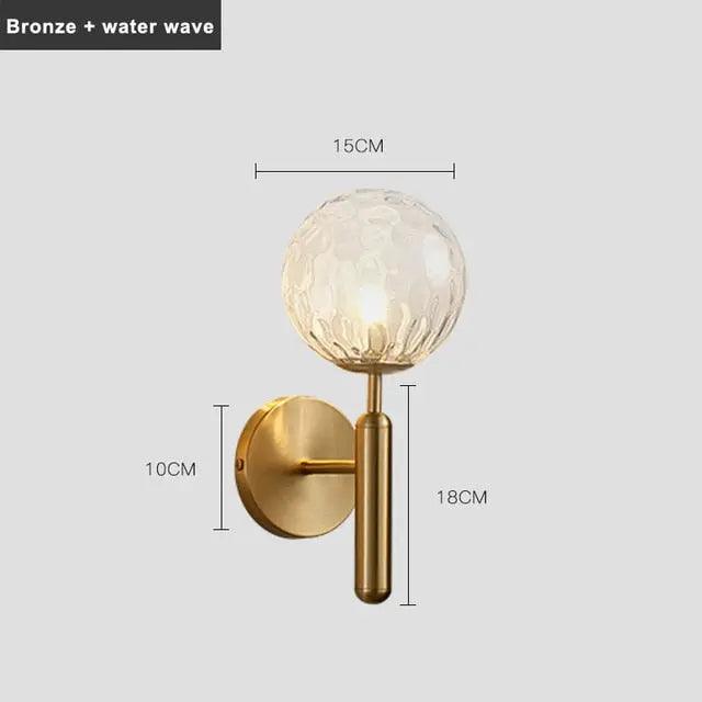 Wandlamp met glazen kap - modern design in goud of zwart met melkglas of ripple-afwerking