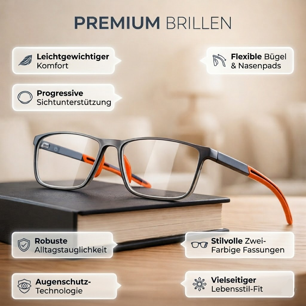 Multifocale Leesbril met Blauwe Lichtfilter - Ultralichte TR90 Bril met UV-Bescherming en Progressieve Glazen voor Scherp Zicht