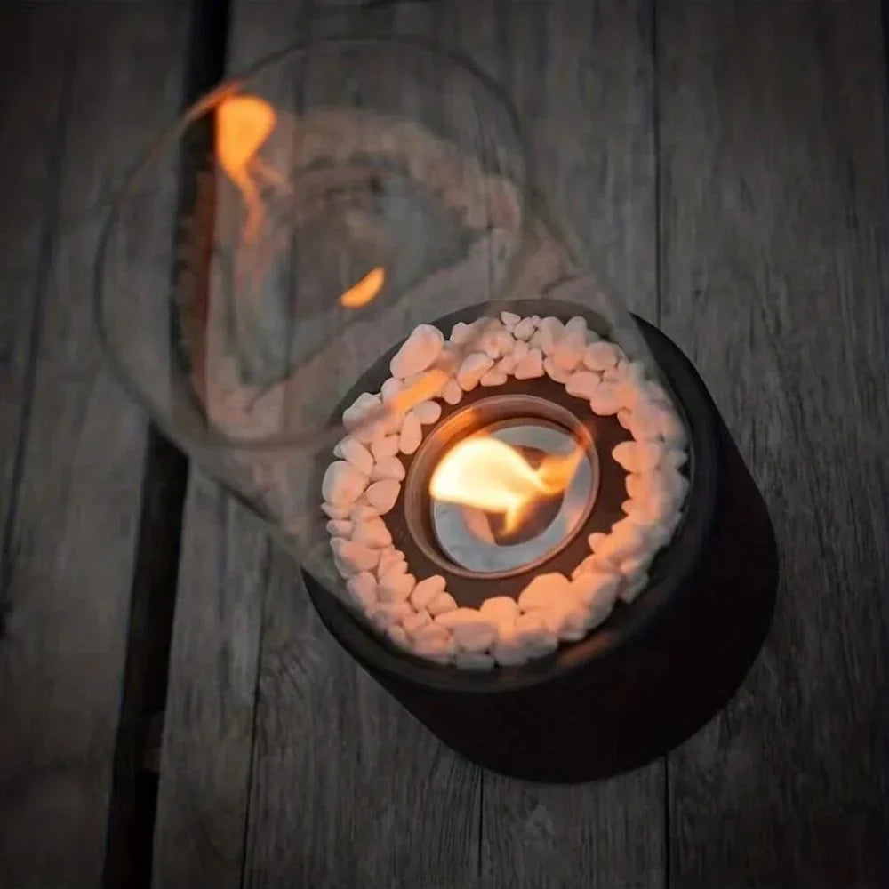 Olielamp met Open Vlam Glas Zwart Wit Tafellamp Sfeerverlichting Klassiek Design Woonkamer Restaurant