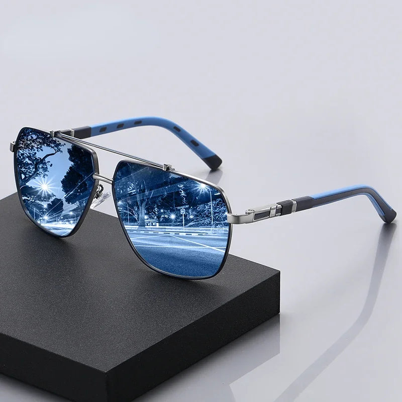 Pilotenzonnebril met gepolariseerde glazen en UV400-bescherming | Aviator design met metalen montuur voor optimaal zicht