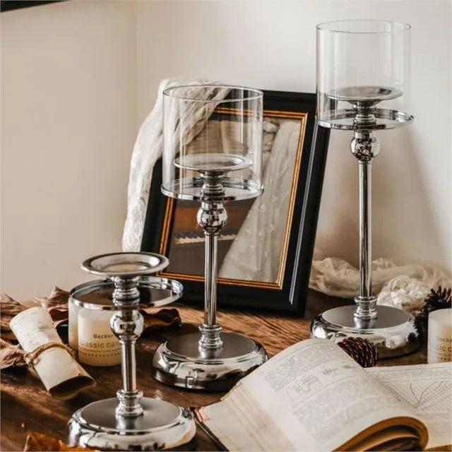 Kandelaar Glas Metaal Goud Zilver Scandinavisch Luxe Tafeldecoratie Woonkamer Restaurant