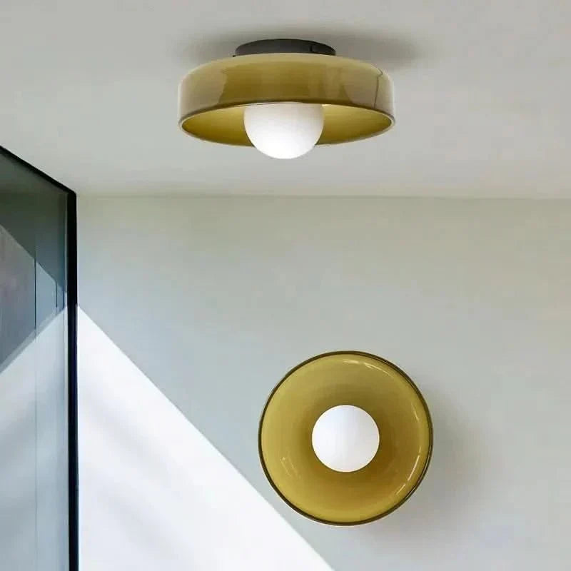 Glazen Plafondlamp Scandinavische Stijl Groen Geel Wit - Sfeervolle Verlichting voor Woonkamer Slaapkamer