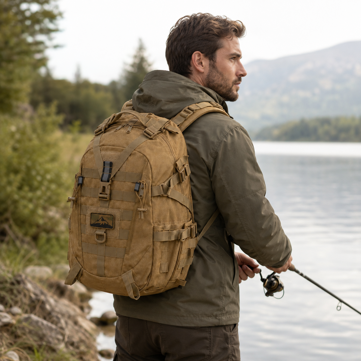 Tactische Rugzak 40 Liter Waterdicht met Laptopvak Militair Outdoor Wandelrugzak Camouflage Zwart Hiking