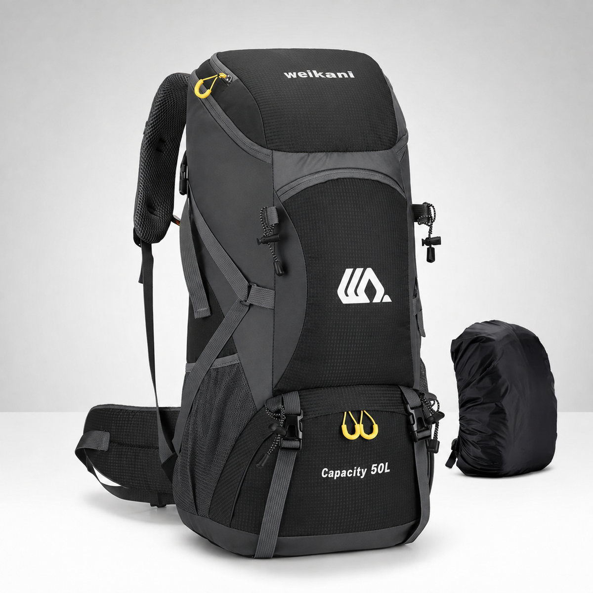 Outdoor Rugzak 50L met Schoenenvak Ademend Rugpaneel Verstelbare Heupgordel Waterdicht Trekking Backpack