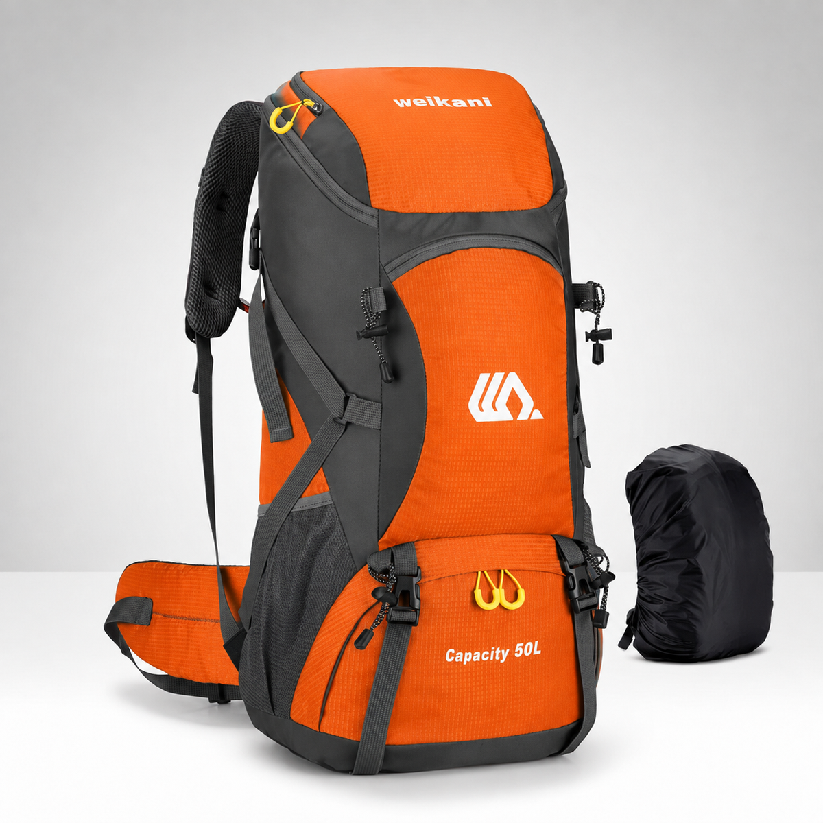 Outdoor Rugzak 50L met Schoenenvak Ademend Rugpaneel Verstelbare Heupgordel Waterdicht Trekking Backpack