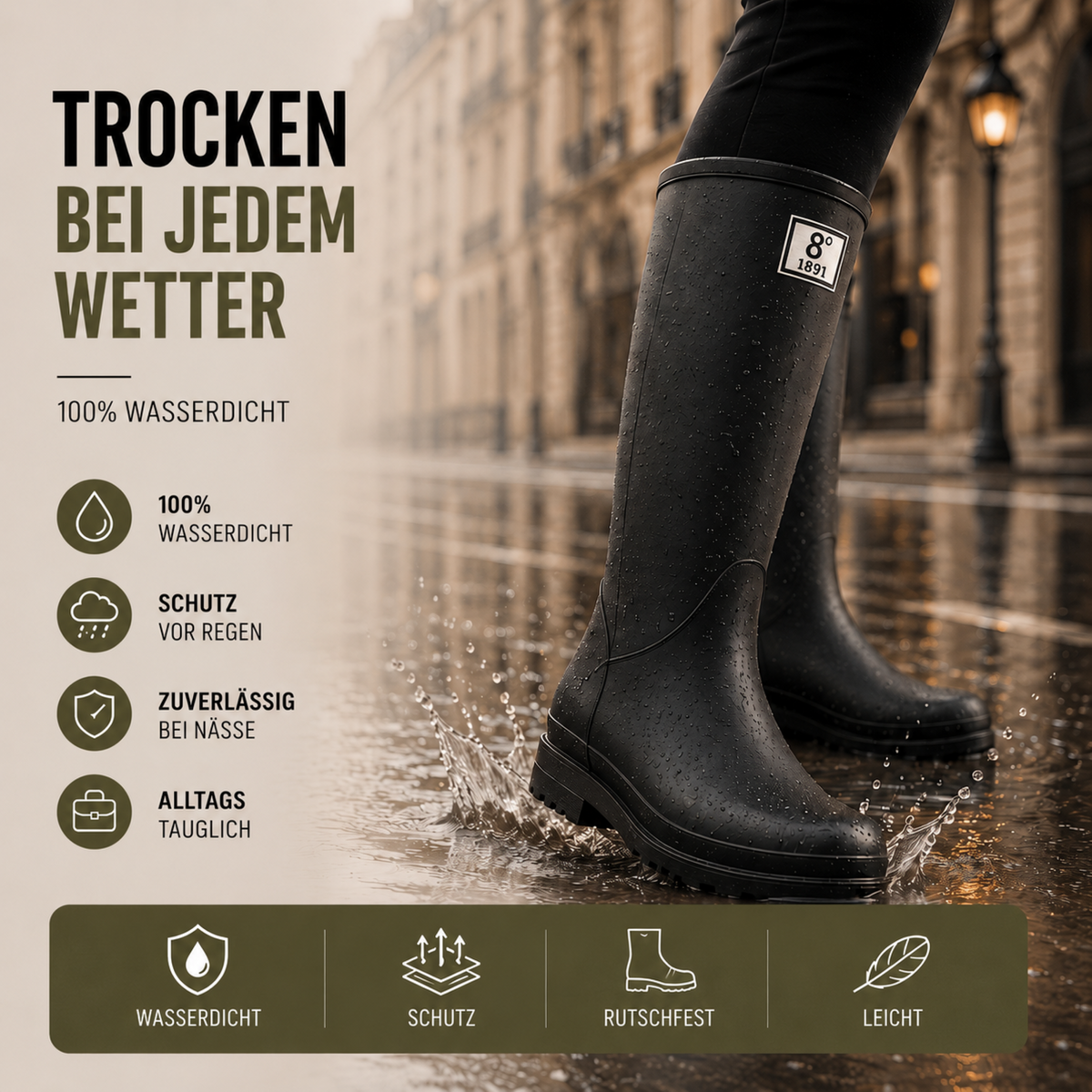 Waterdichte Regenlaarzen Dames Halfhoog PVC Slip-On Laarzen Voorjaar Herfst Weerbestendige Tuinlaarzen