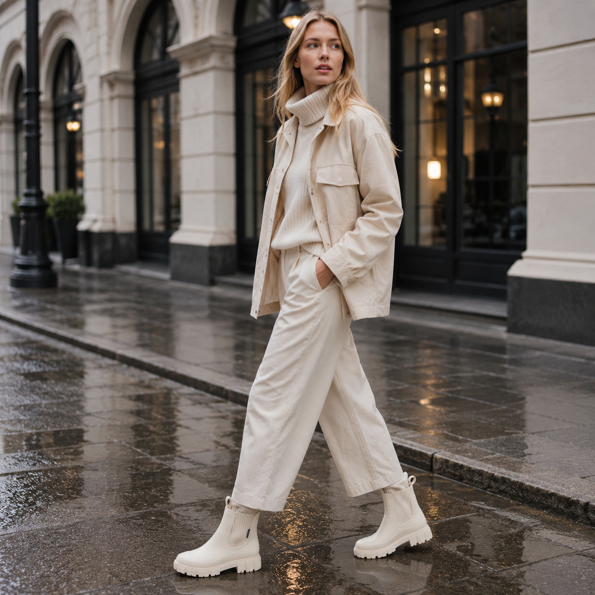Waterdichte Chelsea Regenlaarzen Dames Antislip Zool Flexibel PVC Slip-On Enkelhoog Comfortabel Herfst Winter