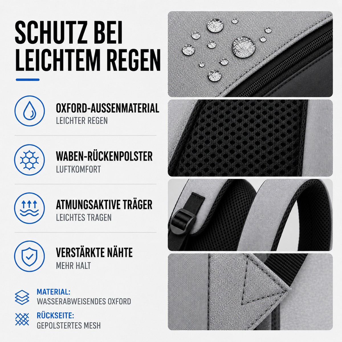 Waterdichte Laptoptas 15,6 Inch met USB Poort Zwart Grijs Blauw Rood Zakelijke Rugzak Studententas Reizen