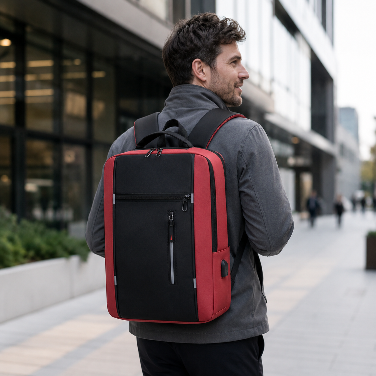 Waterdichte Laptoptas 15,6 Inch met USB Poort Zwart Grijs Blauw Rood Zakelijke Rugzak Studententas Reizen