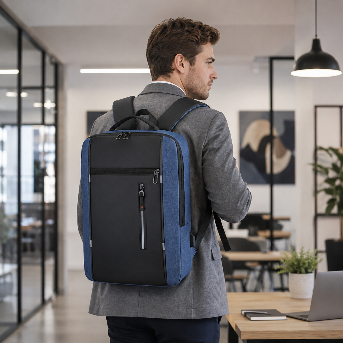 Waterdichte Laptoptas 15,6 Inch met USB Poort Zwart Grijs Blauw Rood Zakelijke Rugzak Studententas Reizen