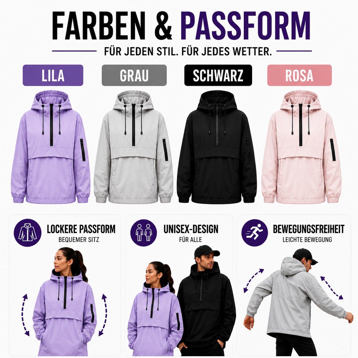 Waterdichte Parka met Capuchon en Kangoeroe Zak Dames Winter Regenjas Windbestendig Outdoorjas Functioneel