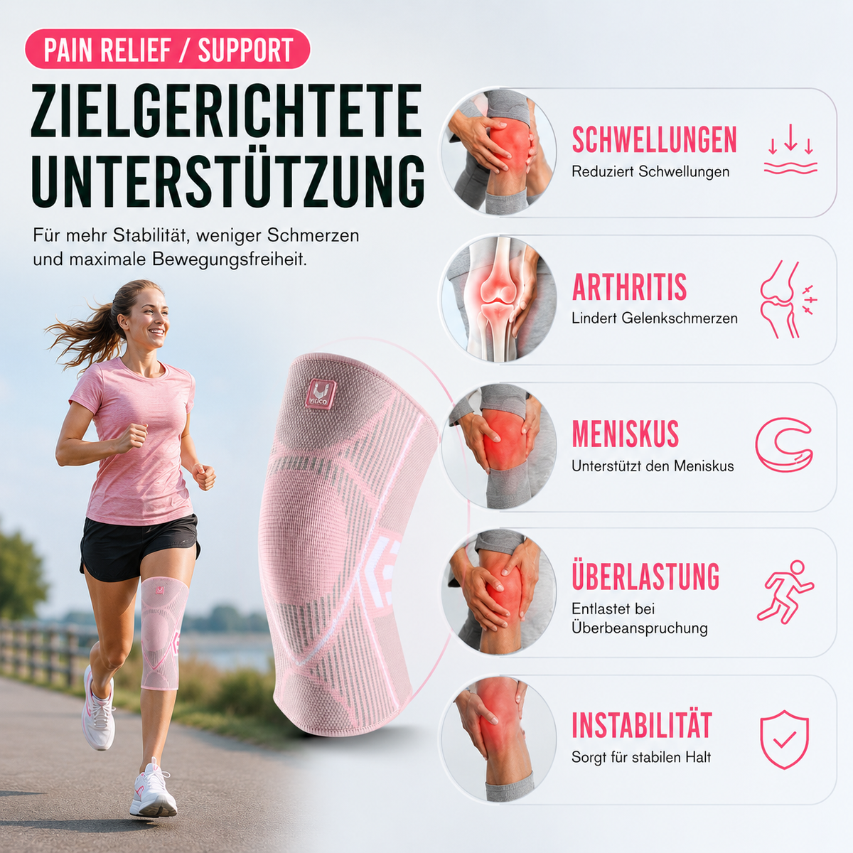 Compressie Kniebandage voor Sport en Dagelijks Gebruik Elastische Steun Stabiliteit Zwelling Blessurepreventie