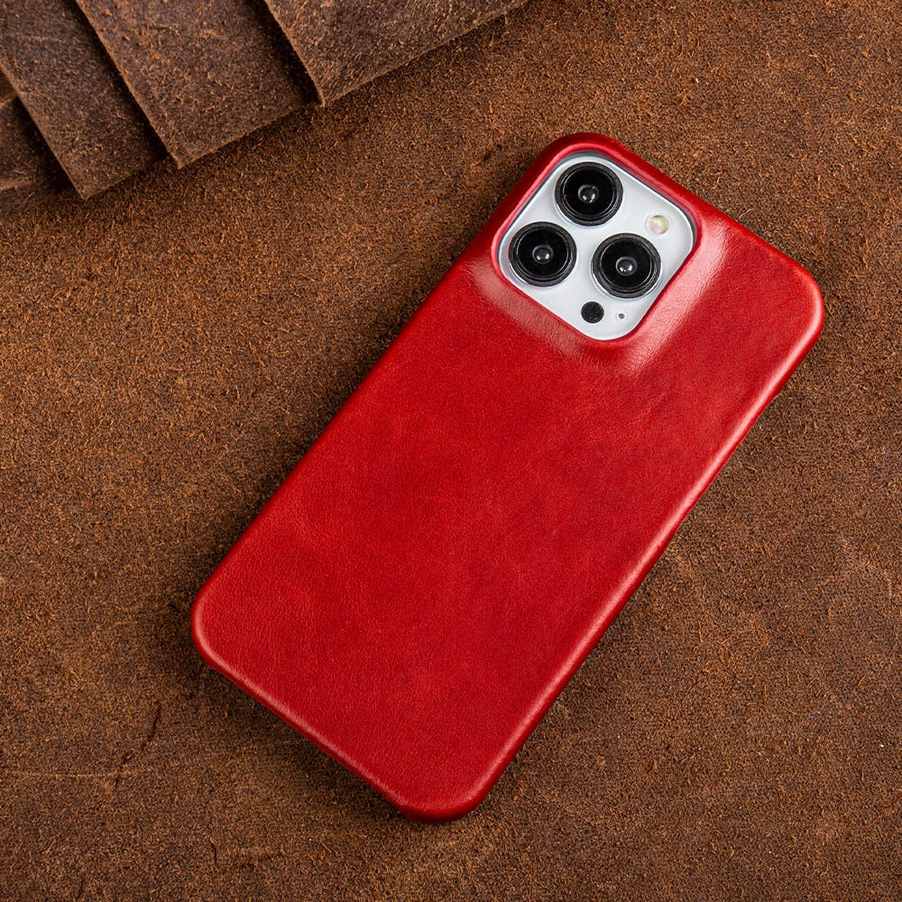 Leren iPhone Hoesje met Magnetische Ring | Draadloos Opladen | MagSafe Compatibel voor iPhone 11-17 Pro Max