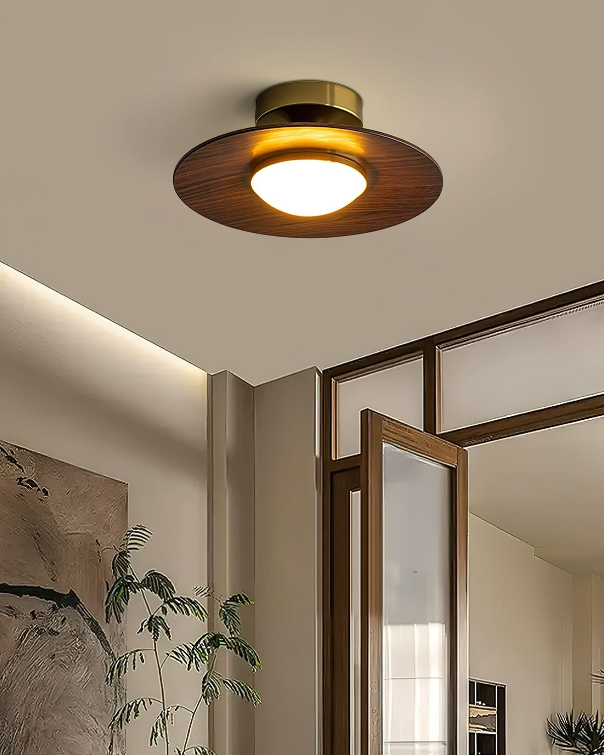 Plafondlamp Houtlook Goud LED Rond 24cm Modern Design