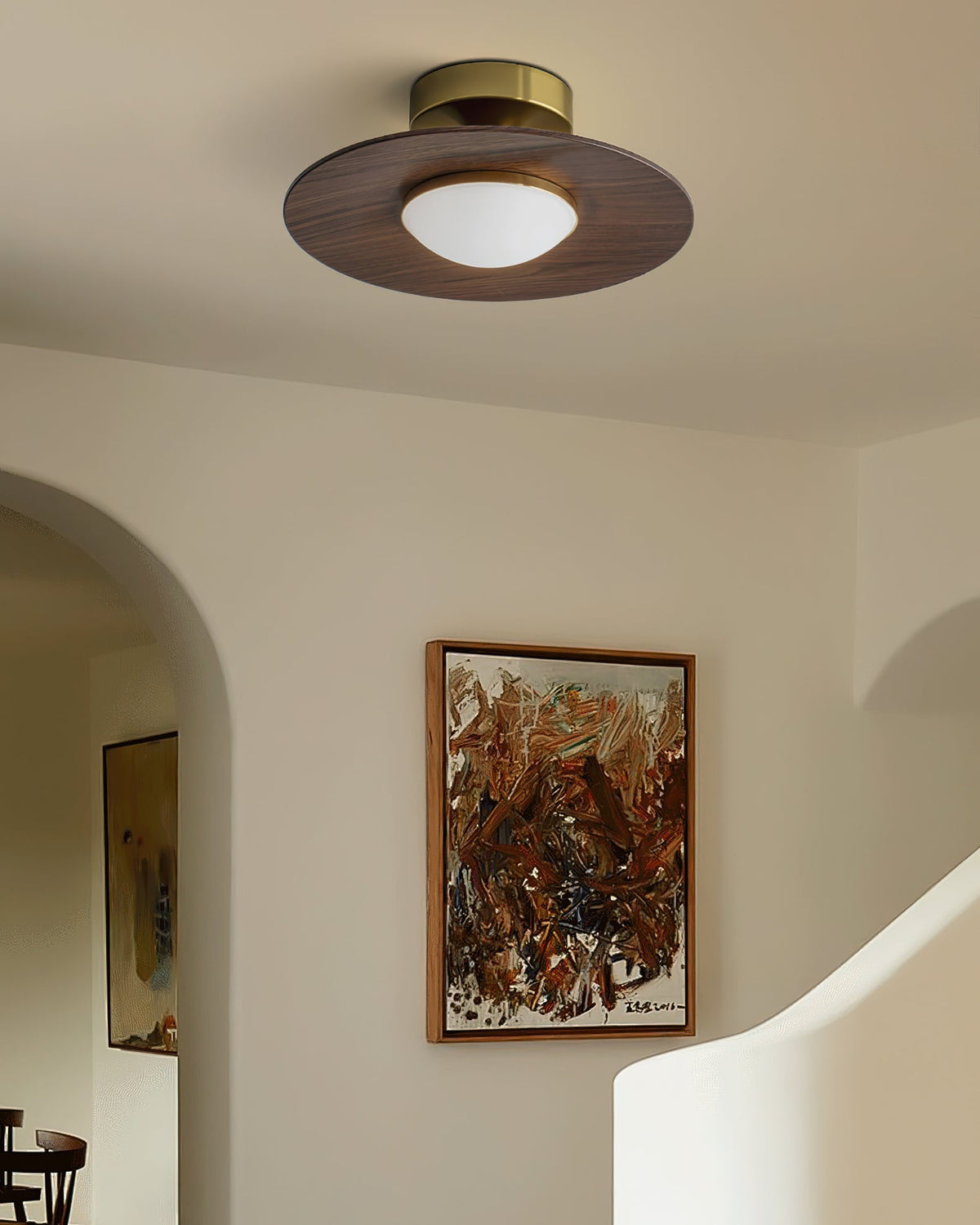 Plafondlamp Houtlook Goud LED Rond 24cm Modern Design