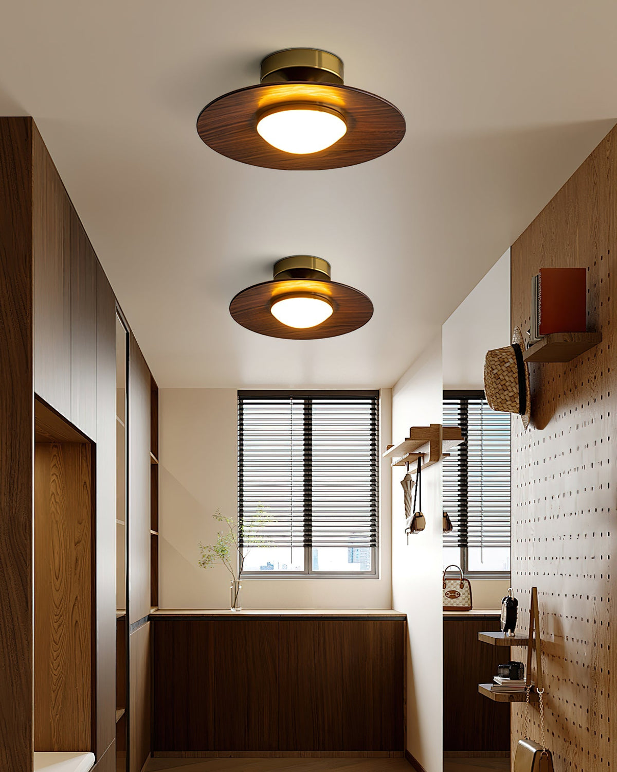 Plafondlamp Houtlook Goud LED Rond 24cm Modern Design