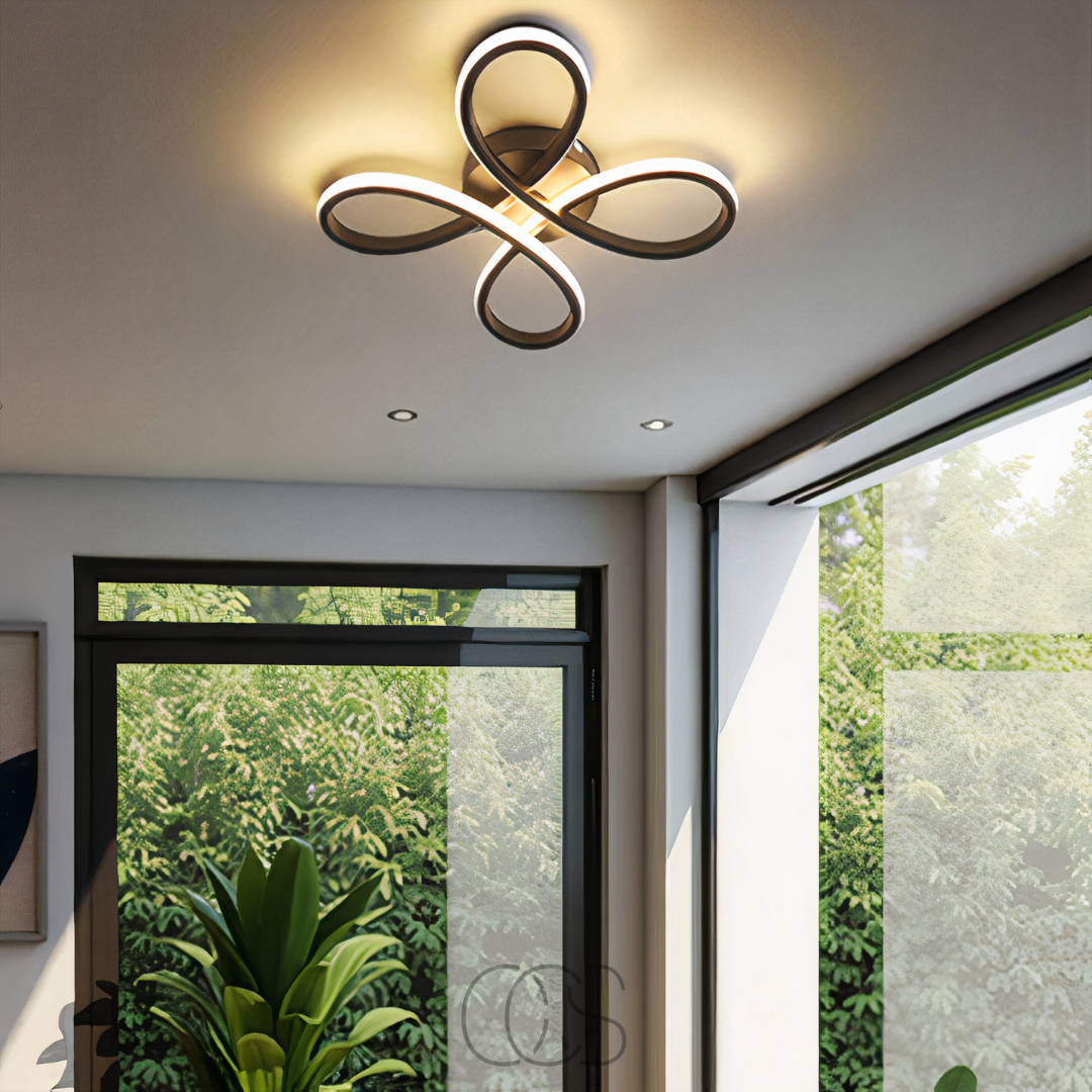 Plafondlamp LED Klavervorm Dimbaar Zwart 30cm 2400 Lumen Woonkamer Slaapkamer Modern Design Plafondverlichting