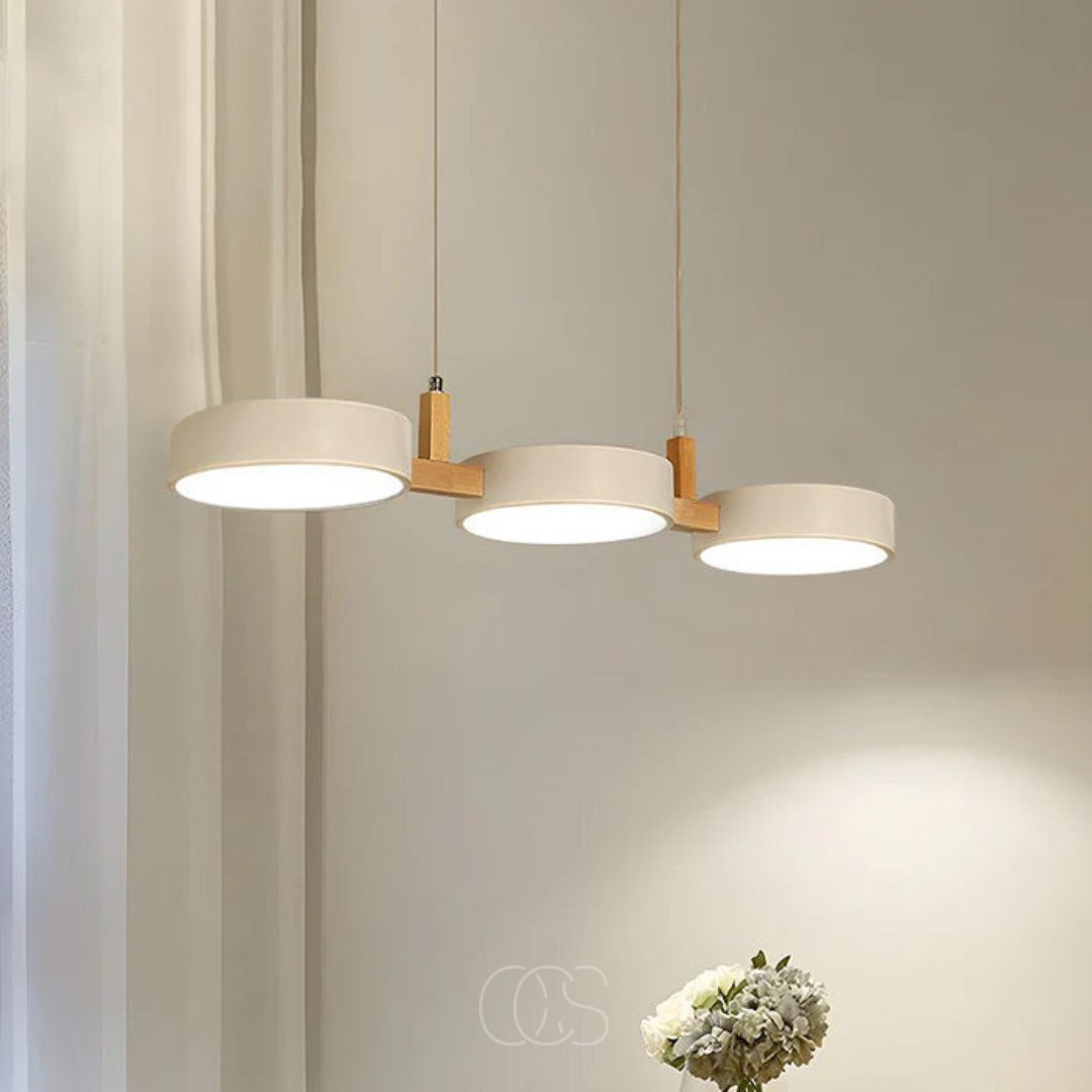 Ronde hanglamp met houten details 77cm LED verlichting eetkamer woonkamer keuken scandinavisch design