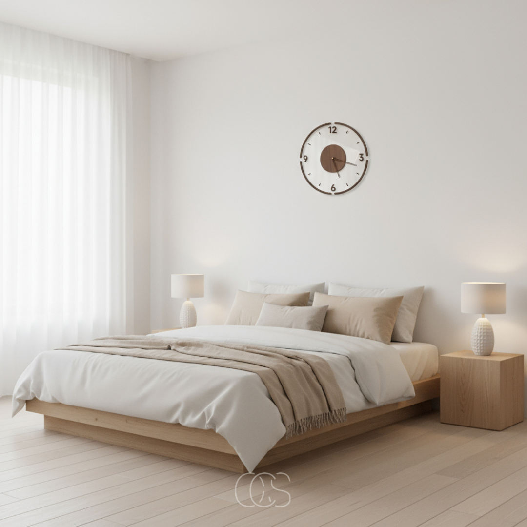 Geruisloze Wandklok Hout 35cm Scandinavisch Design Stille Beweging voor Woonkamer Slaapkamer Kantoor