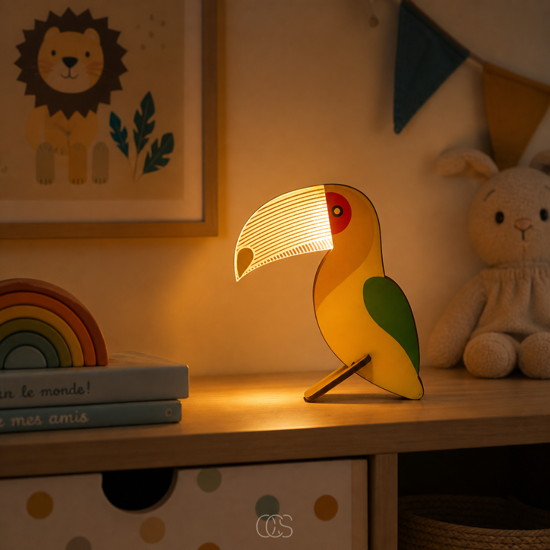 LED Tafellamp Dierenvorm Hout Acryl Warm Wit Kinderkamer Nachtkastje Scandinavische Sfeerverlichting