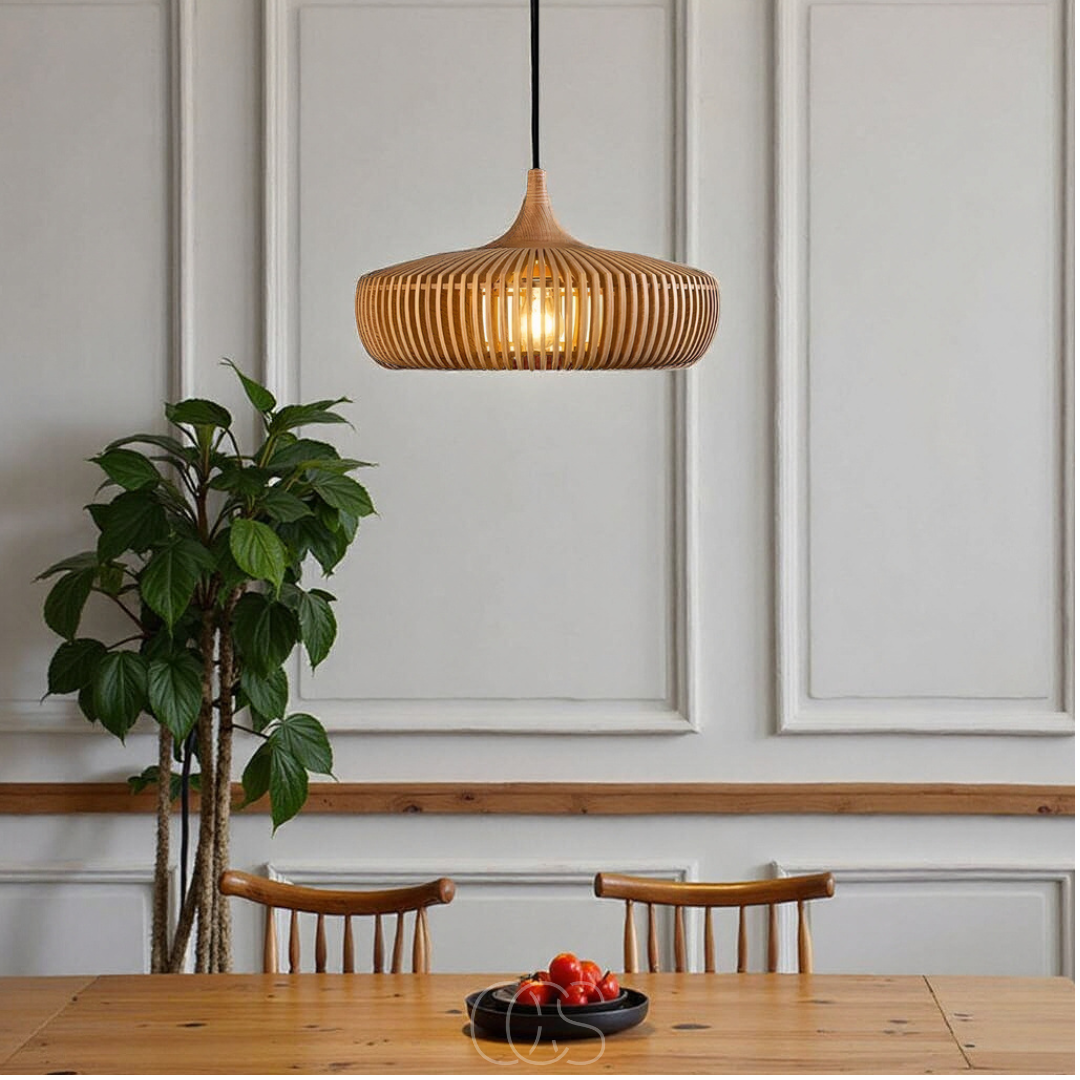 Houten Hanglamp Ø43cm Japandi Stijl Natuurlijk E27 Eettafel Woonkamer Slaapkamer Scandinavisch Design