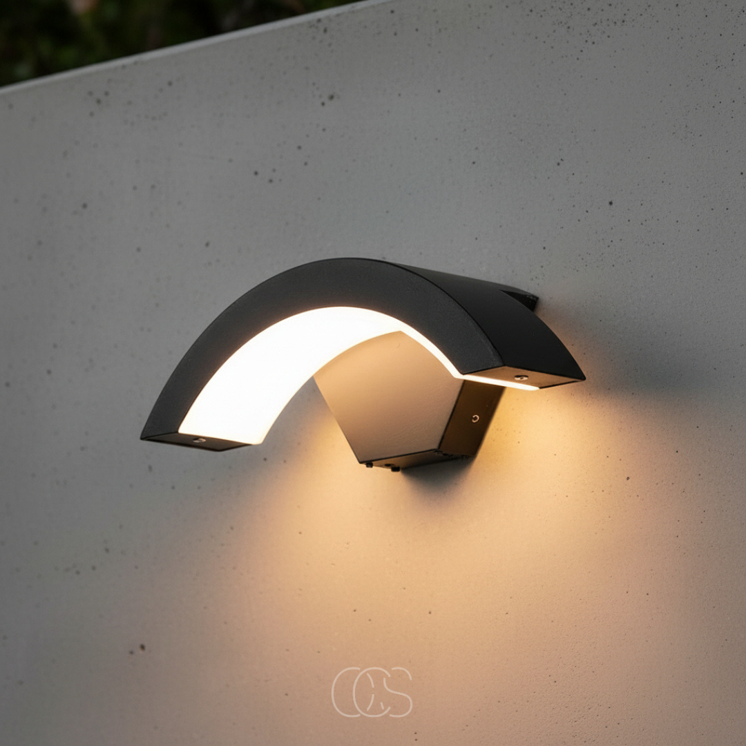 Buitenlamp met Bewegingssensor Zwart Halfrond Design IP65 Wandverlichting voor Gevel Voordeur Terras Tuin