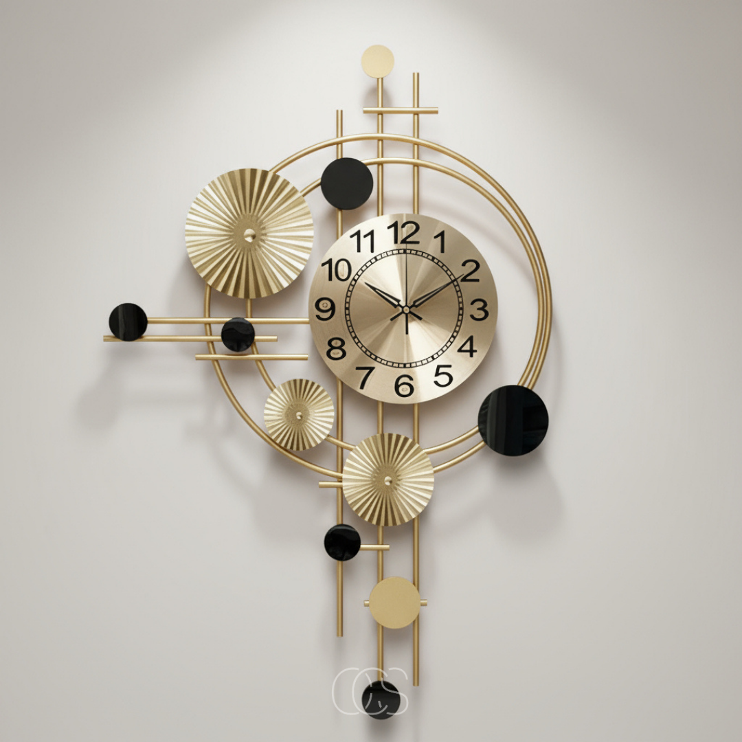 Metalen Wandklok 78cm Stil Uurwerk Goud Modern Industrieel Design Woonkamer Hal Eetkamer Kantoor Decoratie