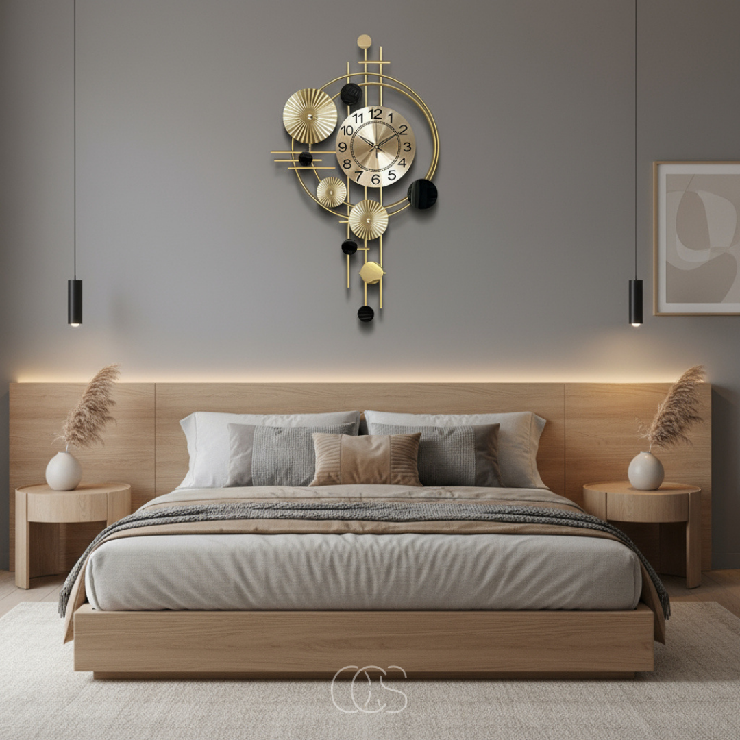 Metalen Wandklok 78cm Stil Uurwerk Goud Modern Industrieel Design Woonkamer Hal Eetkamer Kantoor Decoratie