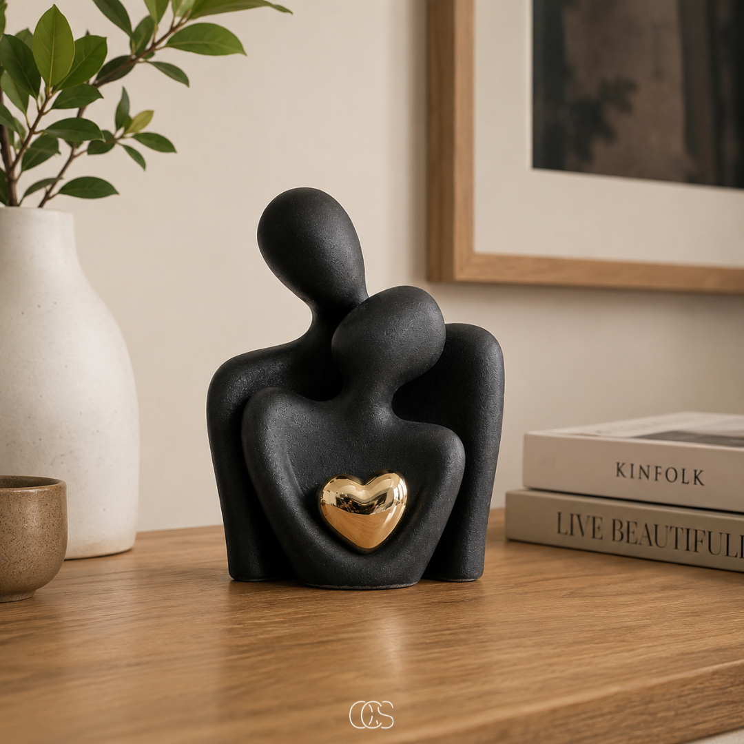 Keramisch Beeldje Stel Minimalistisch Zwart Wit Decoratie Woonkamer Slaapkamer Liefde Verbondenheid Modern