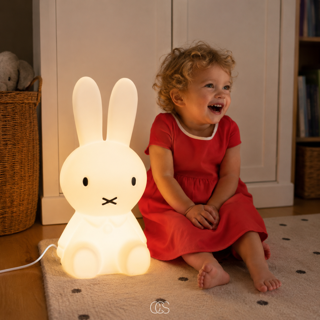 Konijnenlamp Staand Kinderkamer Dimbaar LED Nachtlampje Wit 30cm Veilig Kinderlamp Slaapkamer Babykamer