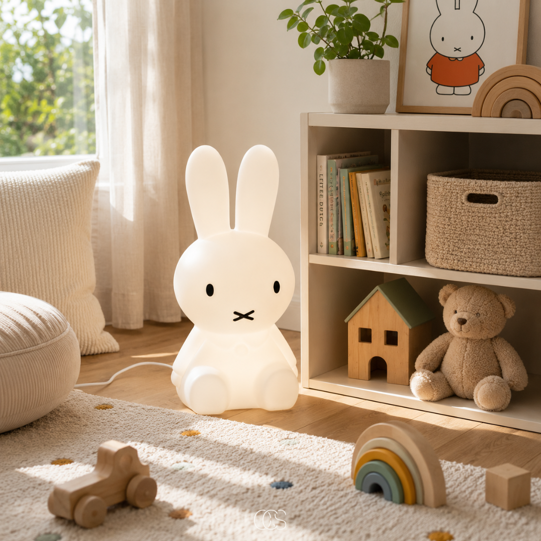Konijnenlamp Staand Kinderkamer Dimbaar LED Nachtlampje Wit 30cm Veilig Kinderlamp Slaapkamer Babykamer