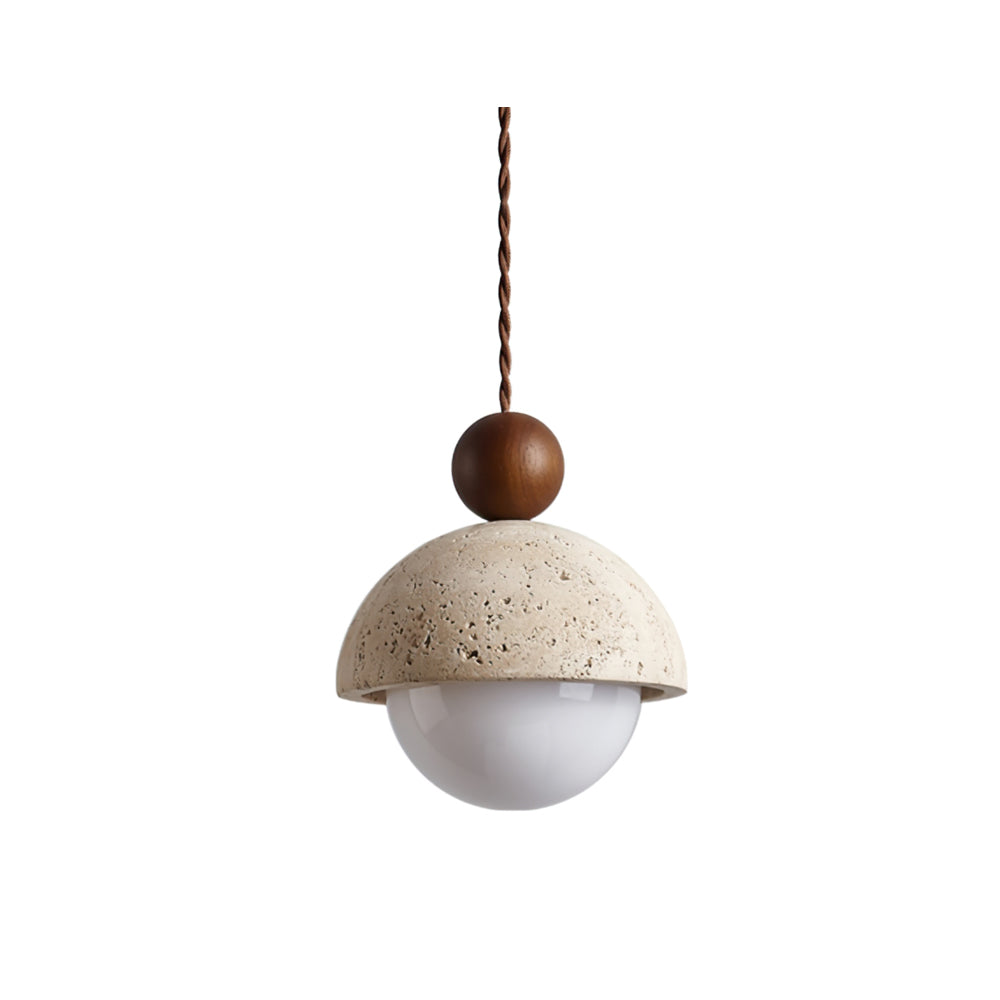 Design Hanglamp van Travertin en Glas - Moderne Verlichting met Warm Licht